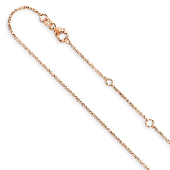 Leslies 14k Rose Gold 1 10mm Round Cable 1in 1in Adjustable Chain